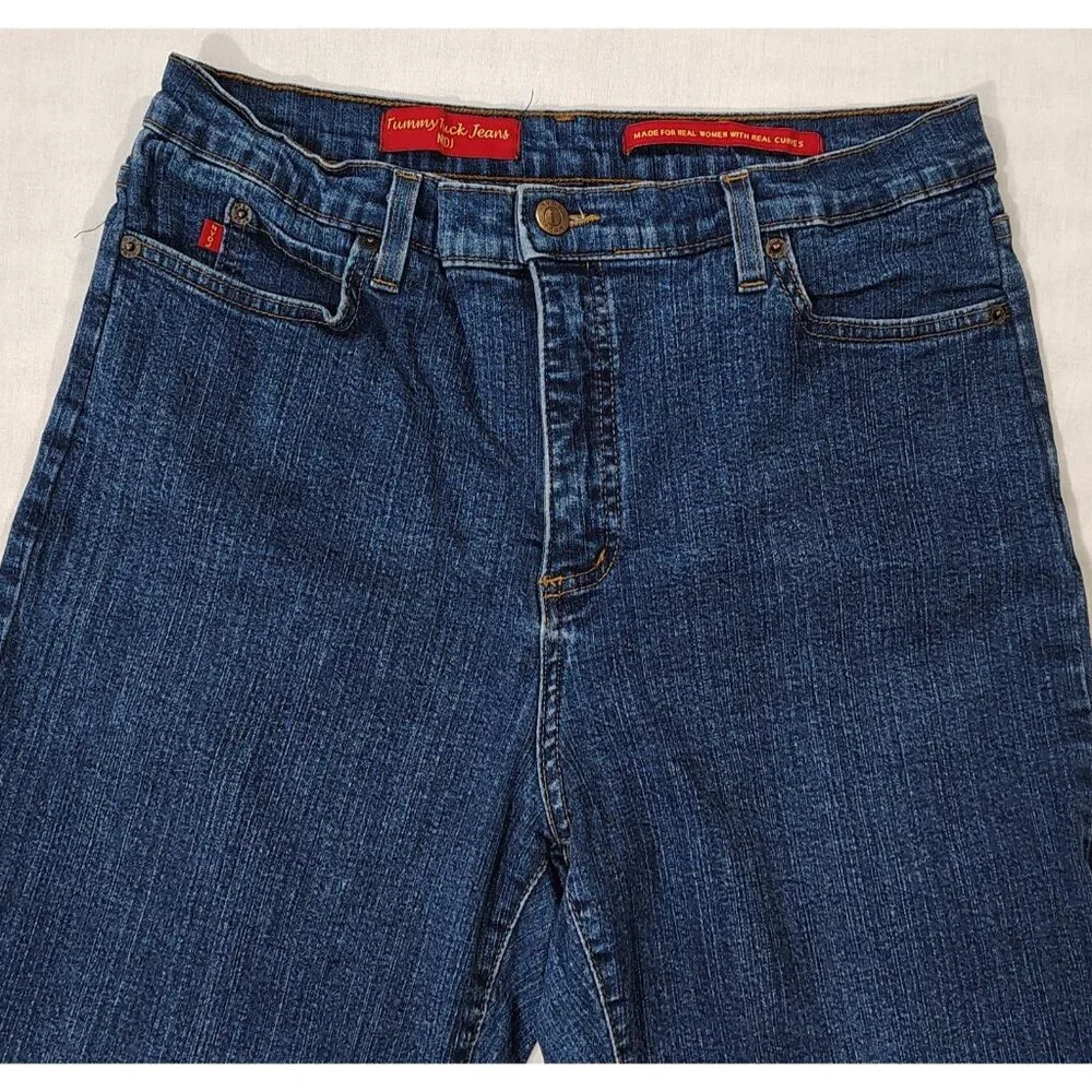 NYDJ Tummy Tuck Jeans Womens Size 12 High Rise Boot Cut USA Stretch Denim Blue - Picture 4 of 16